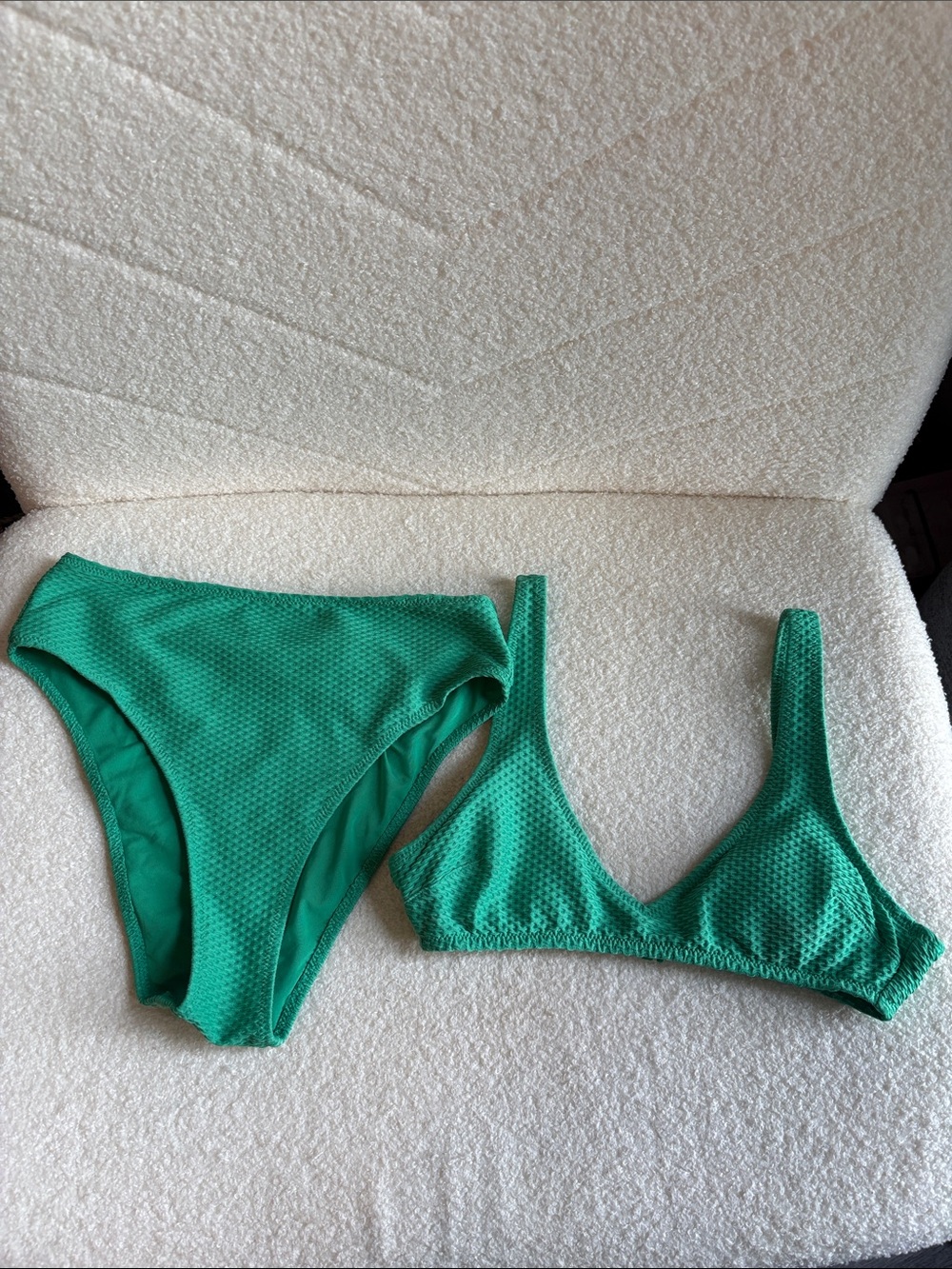 Aerie Textured Women's Bikini Set - Triangle Top & High-Waist Bottom
